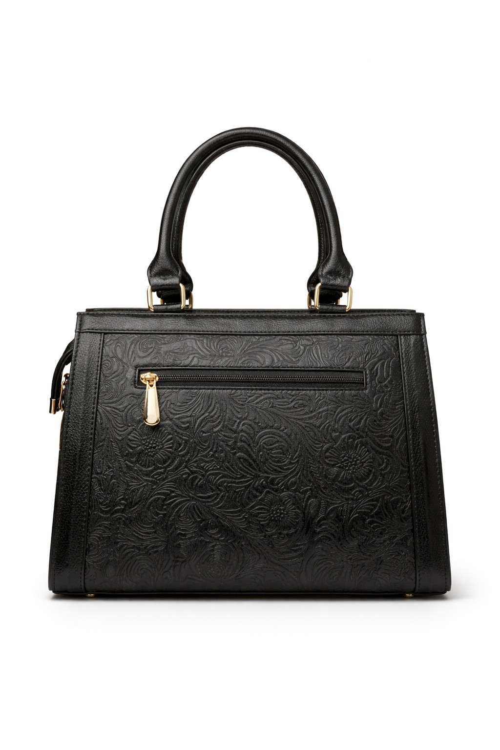 Luxury Textured Leather Handbag with Tassel & Gold Hardware