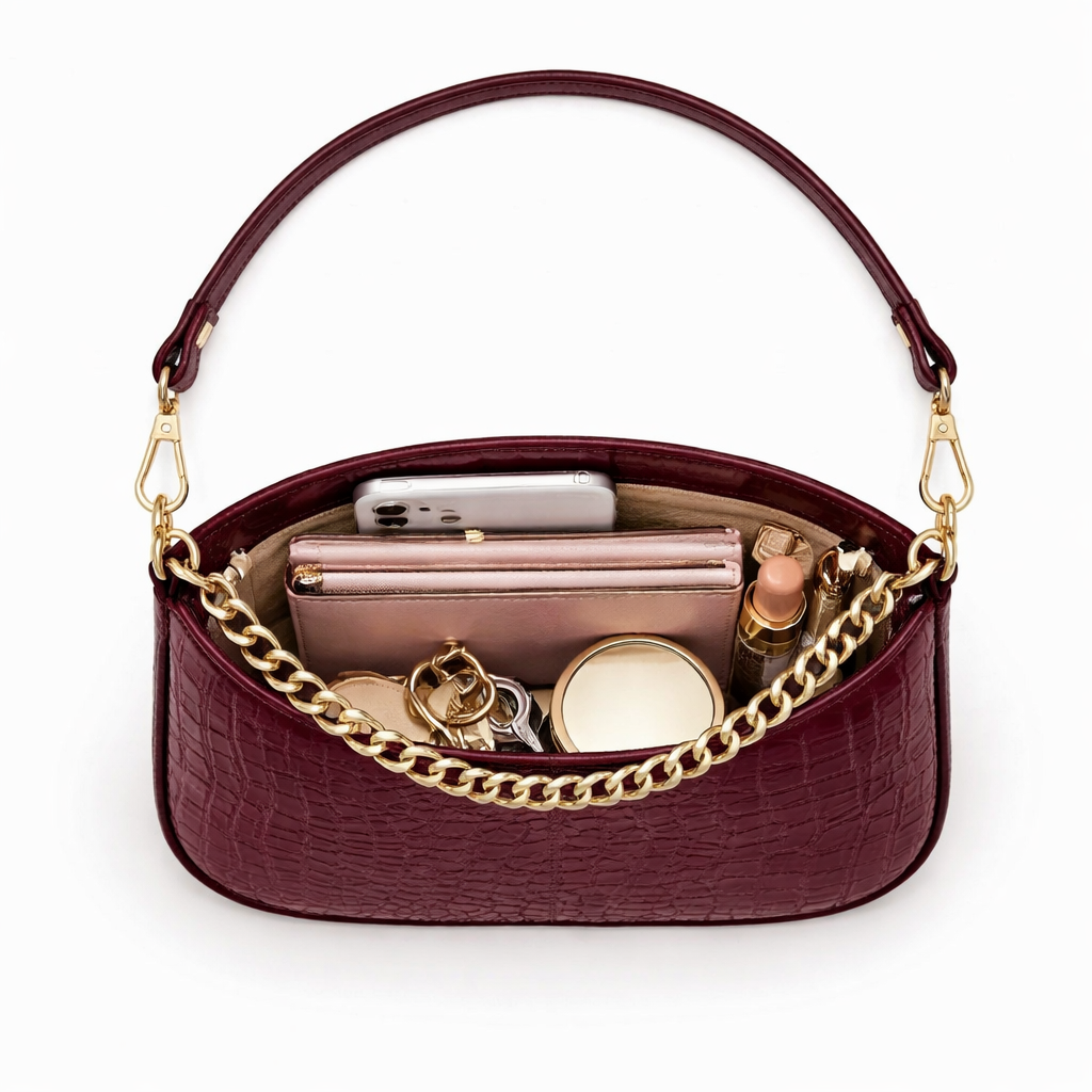 Trendy Ladies Leather Sling Croco with golden chain