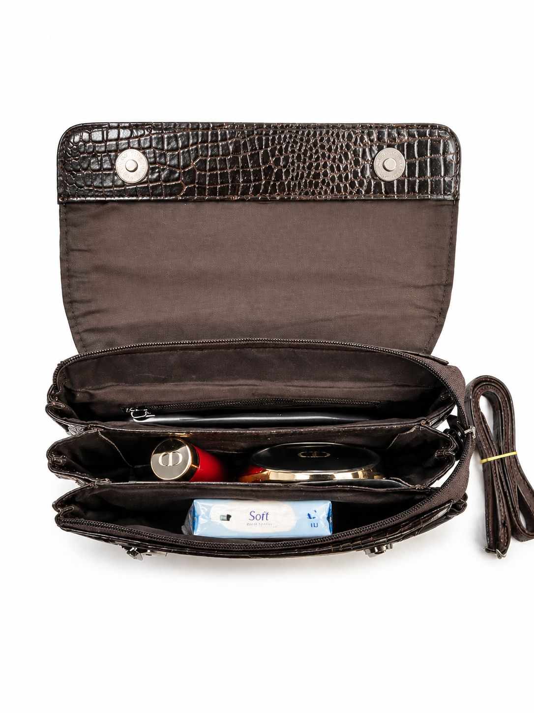 Texture Leather Sling Clutch – Multi Compartment Organizer