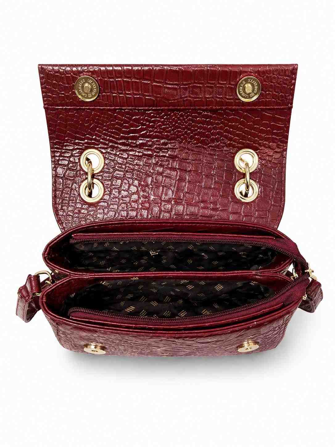 Croc Texture Leather – Top Handle Sling Bag| Handbag for Women