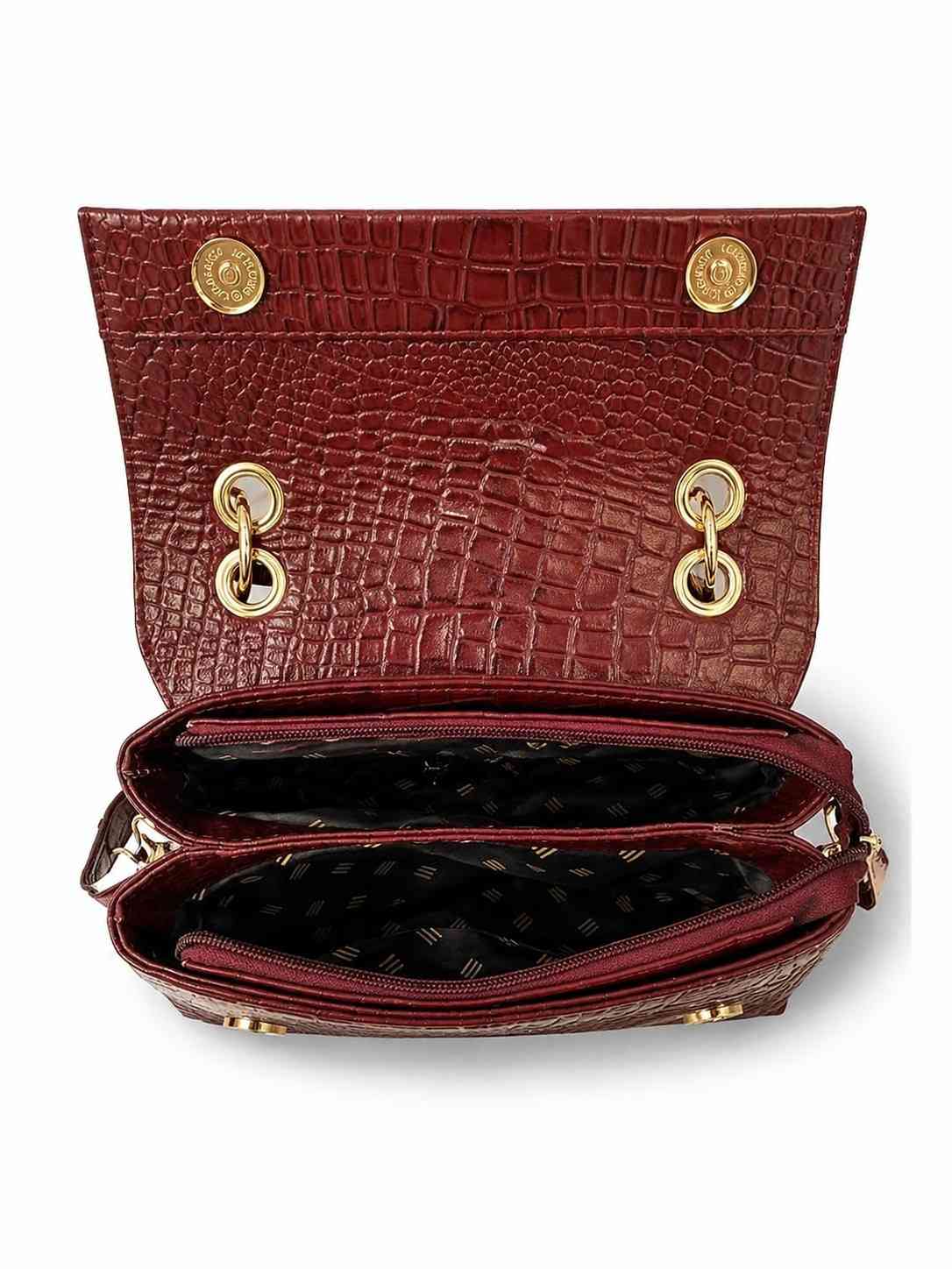 Croc Texture Leather – Top Handle Sling Bag| Handbag for Women