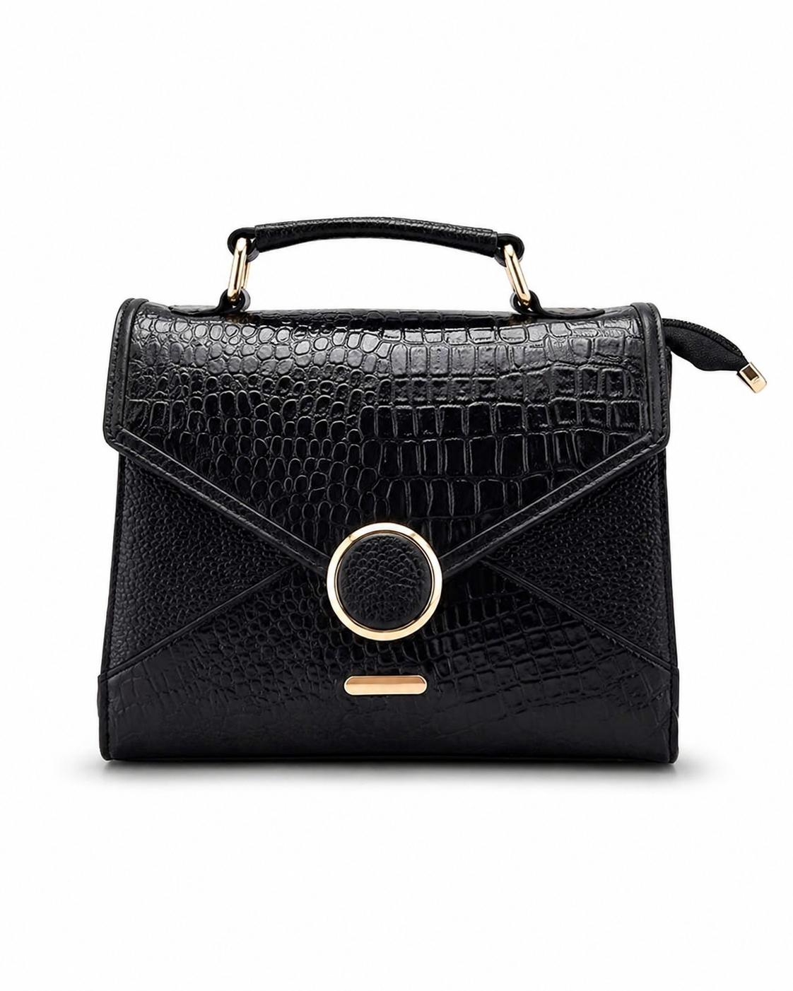 Croc Texture Leather Top Handle Bag – Elegant Sling Handbag for Women