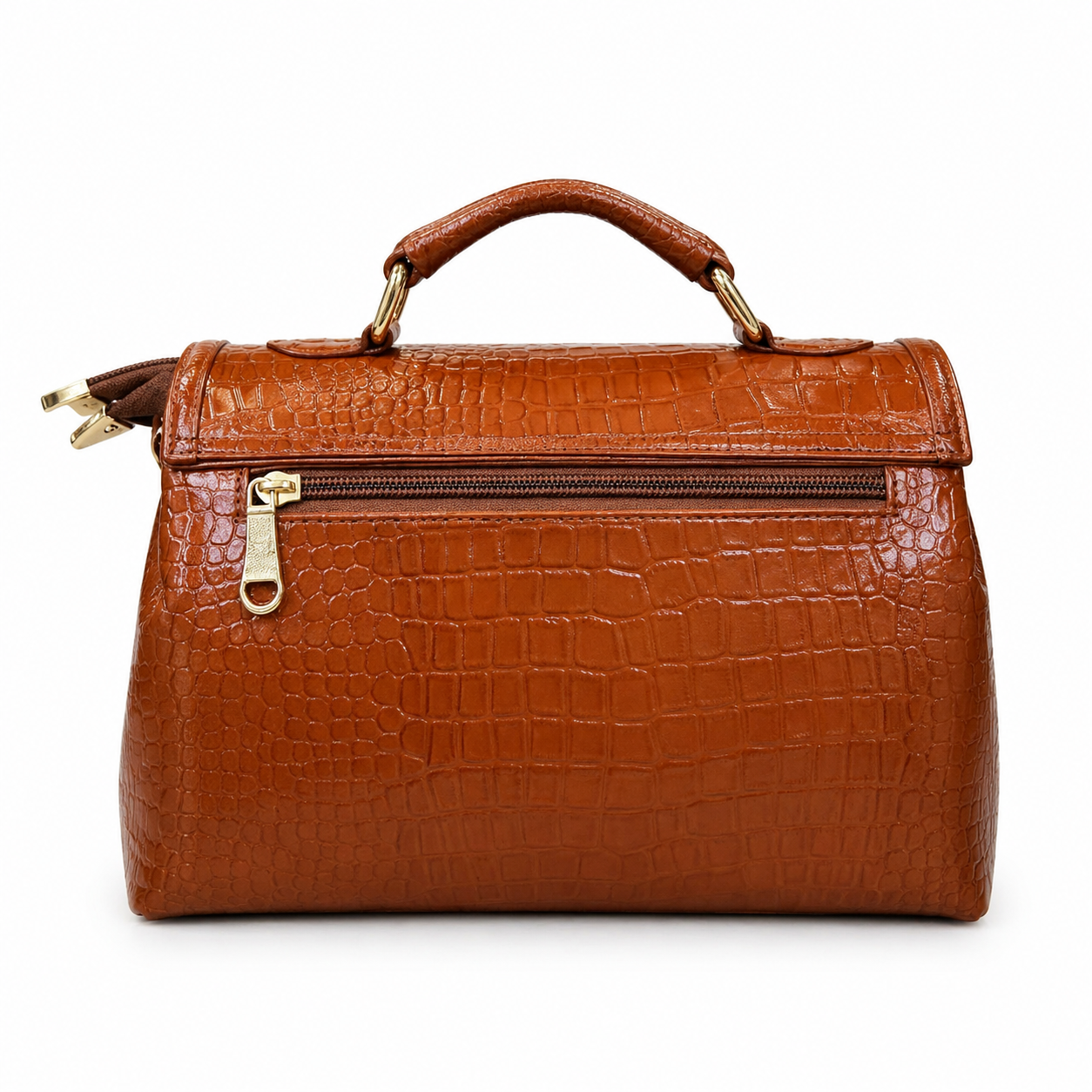 Croc Texture Leather Top Handle Bag – Elegant Sling Handbag for Women