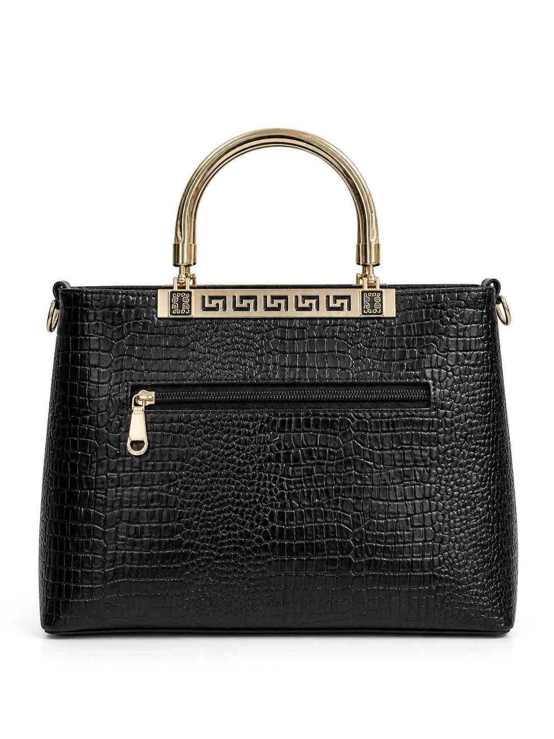 Premium Crocodile-Patterned Ladies' Handbag with Gold Accents