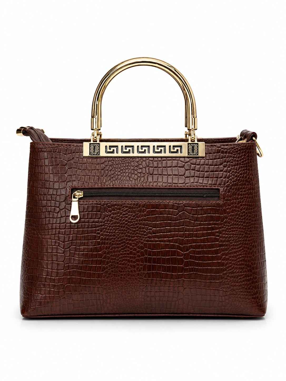 Premium Crocodile-Patterned Ladies' Handbag with Gold Accents