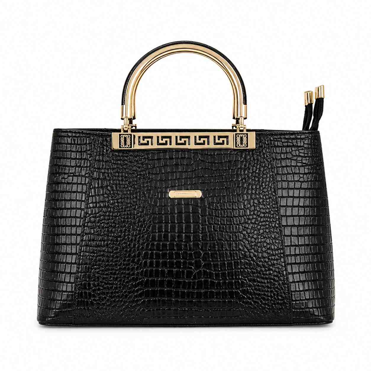 Premium Crocodile-Patterned Ladies' Handbag with Gold Accents
