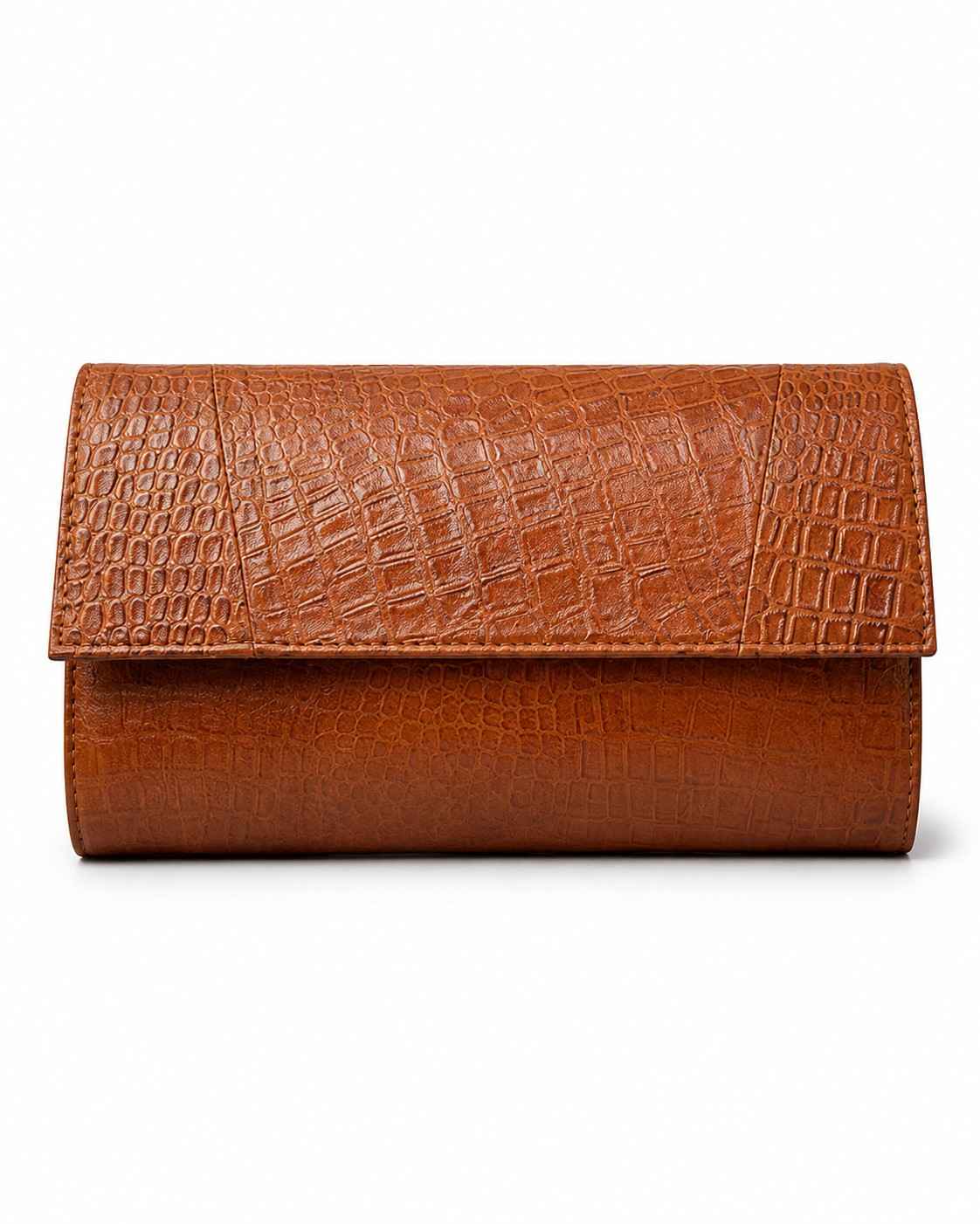 ALW CrocodileTextured Leather Clutch with Removable Strap
