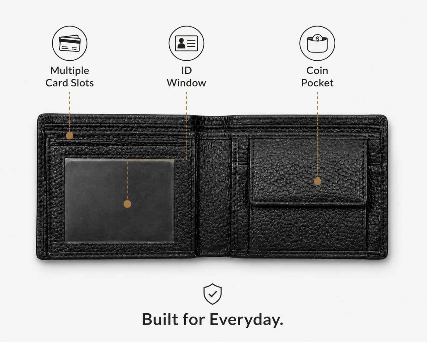 ALW Genuine Leather Wallet - Compact & Durable Bi-Fold Design