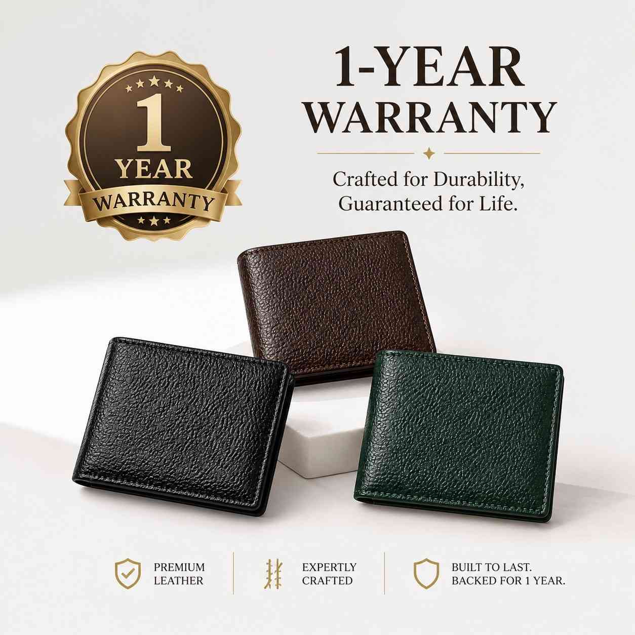 ALW Genuine Leather Wallet - Compact & Durable Bi-Fold Design