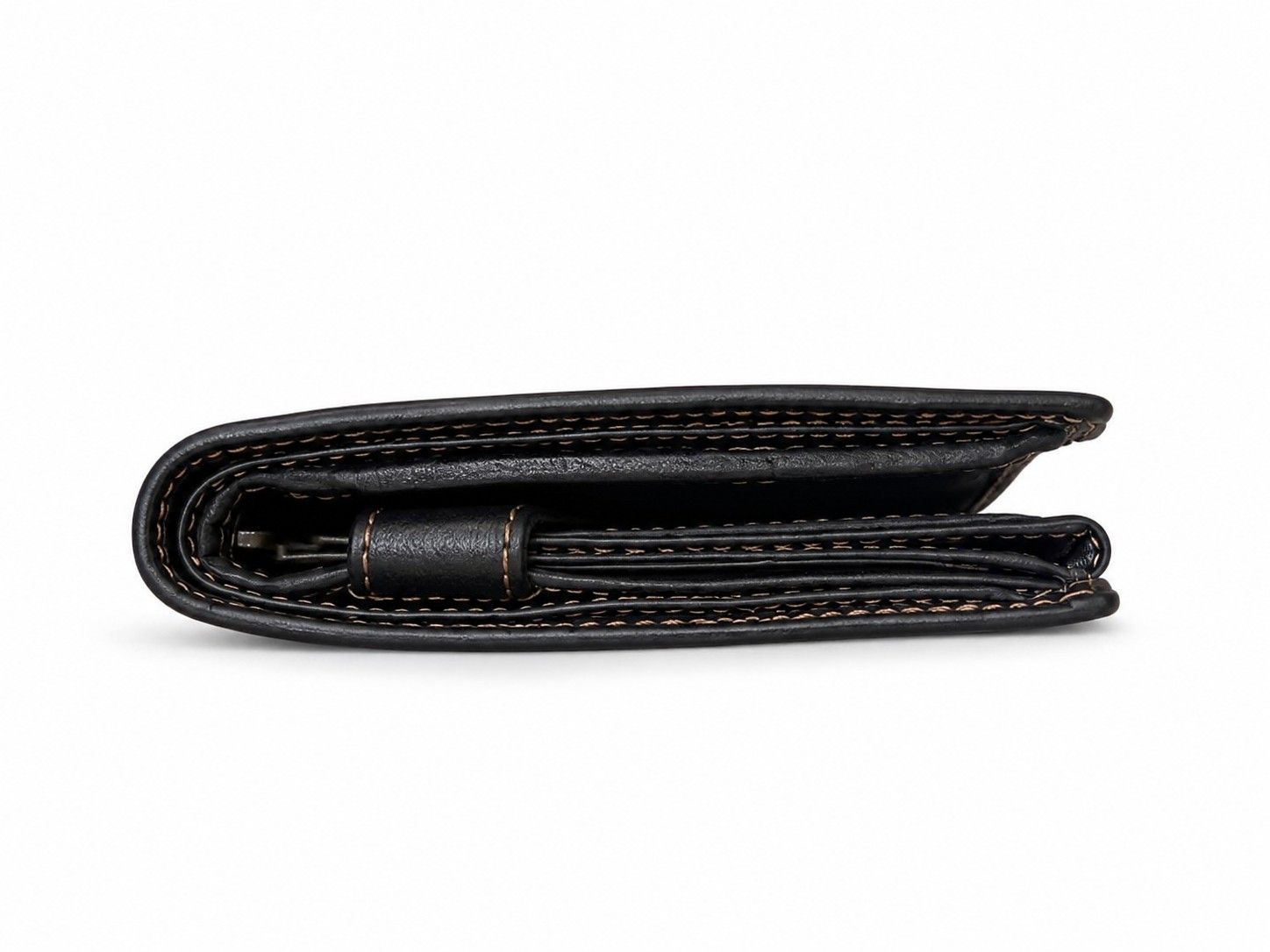 Premium Genuine Leather RFID-Protected Bifold Wallet with Double Stitching - Black with Wing Embossing