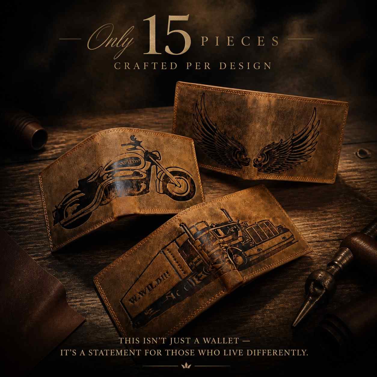 W.WILD Leather Wallet — Truck Engraved | RFID Safe | Limited Edition
