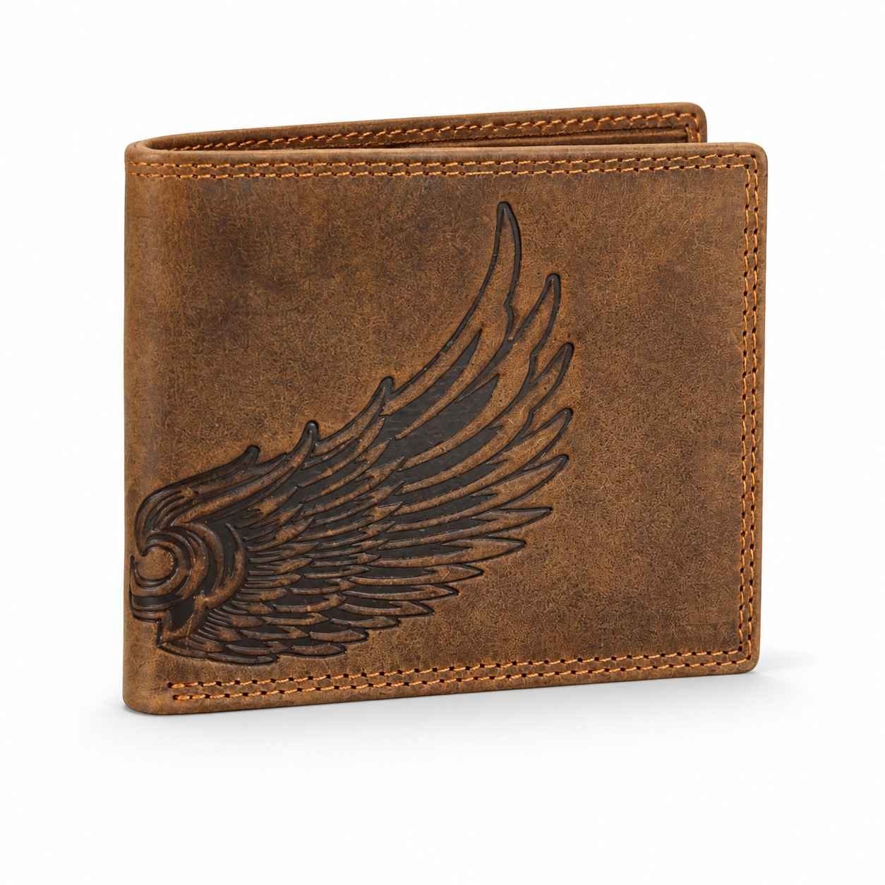 W.WILD Leather Wallet — Eagle Wings Engraved | RFID Safe | Limited Edition