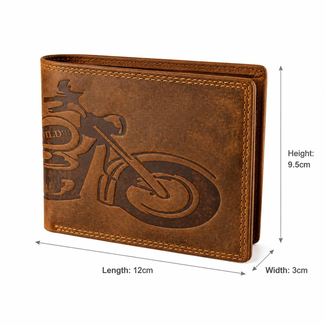 W.WILD Leather Wallet — Motorbiker Engraved | RFID Safe | Limited Edition