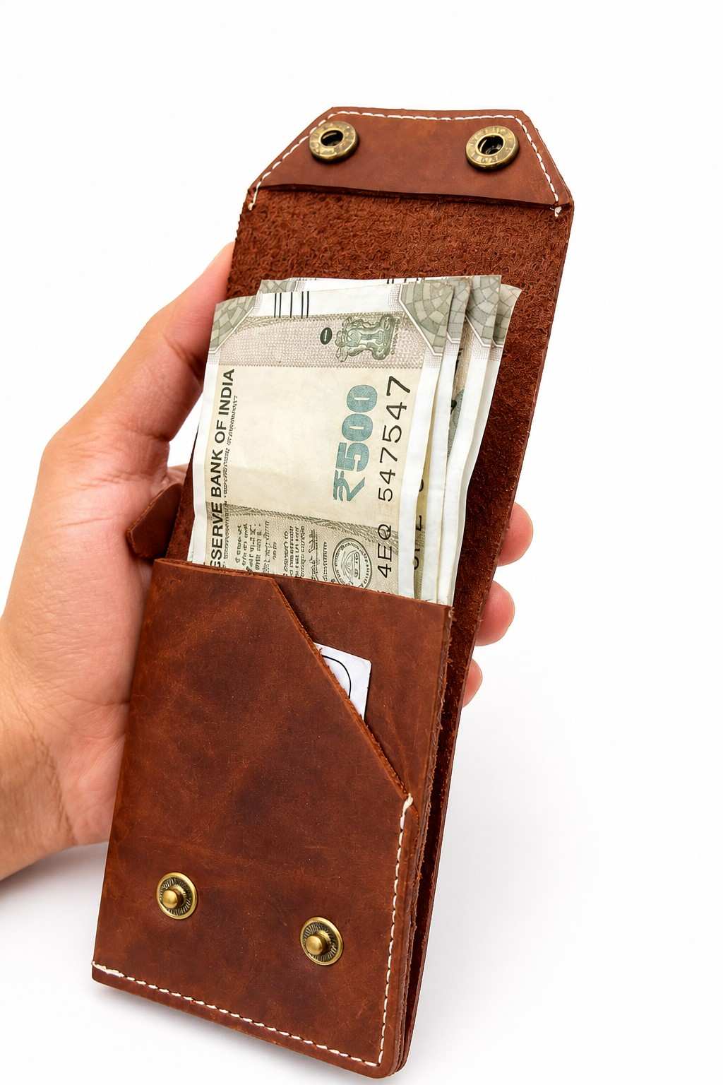 ALW Full-Grain Leather Snap Wallet - Compact & Secure