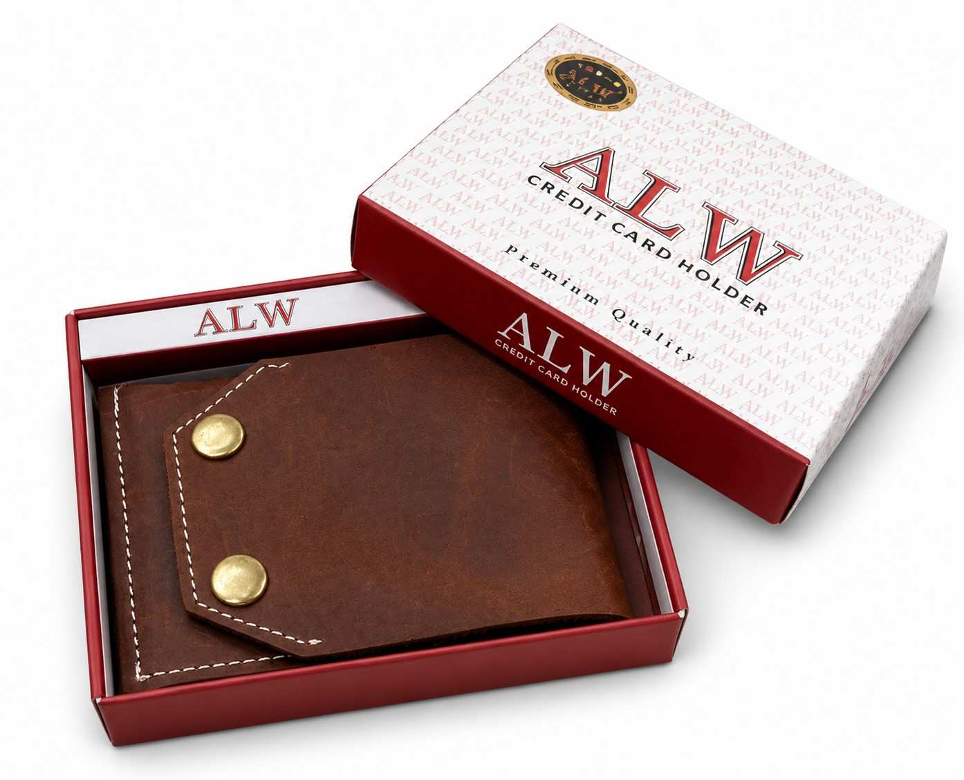 ALW Full-Grain Leather Snap Wallet - Compact & Secure