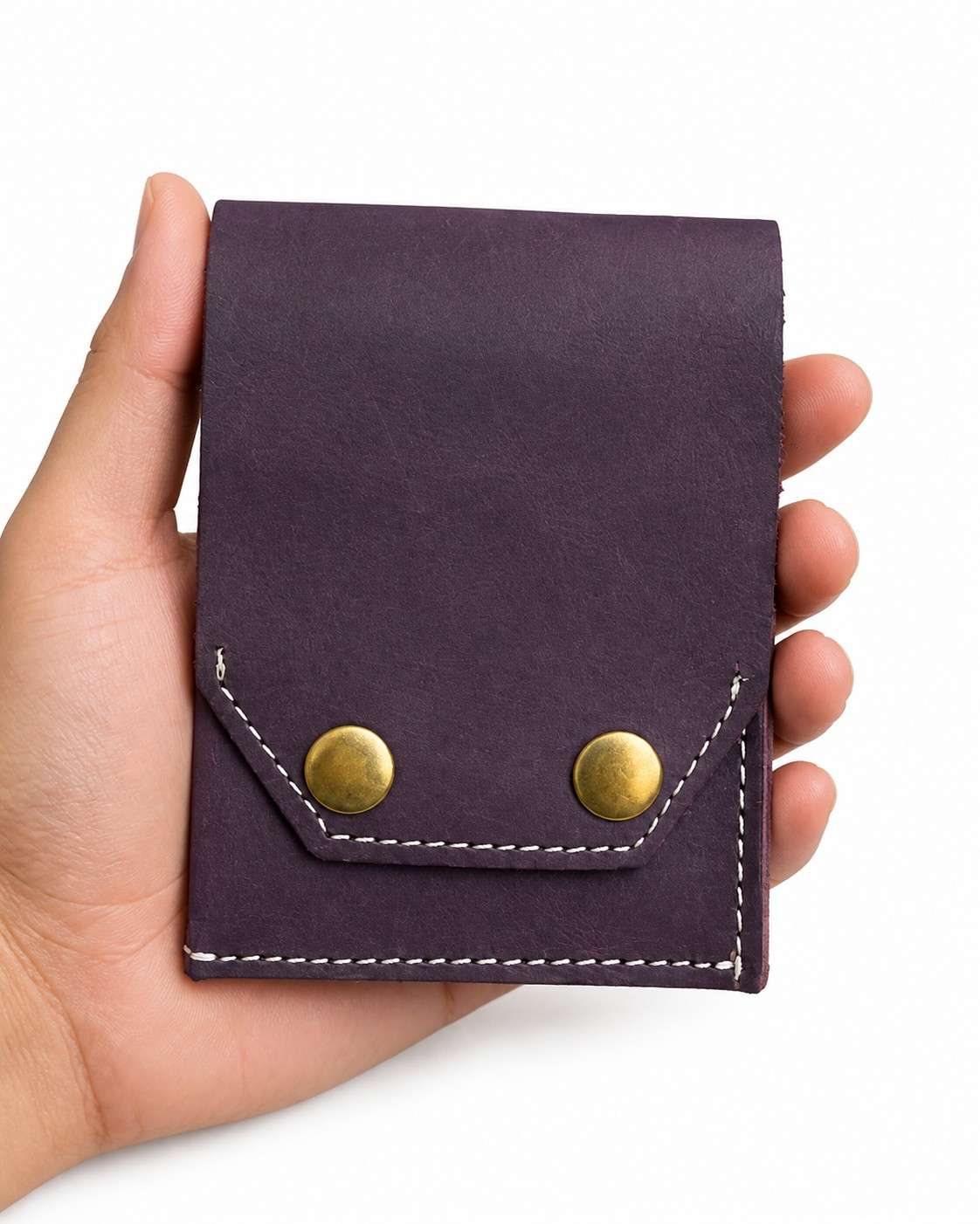ALW Full-Grain Leather Snap Wallet - Compact & Secure