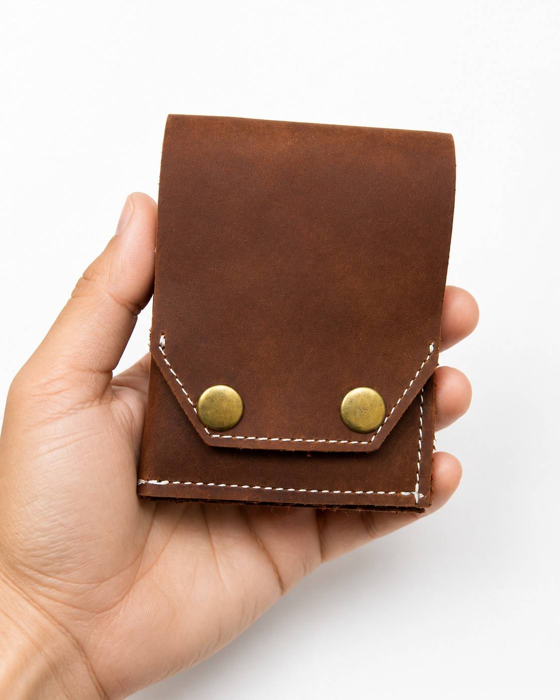 ALW Full-Grain Leather Snap Wallet - Compact & Secure