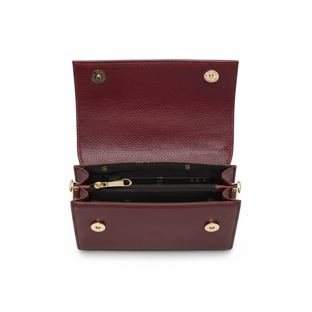 ALW Croc-Embossed Leather Clutch Bag — 3-in-1 Wristlet, Crossbody & Clutch with Gold Chain
