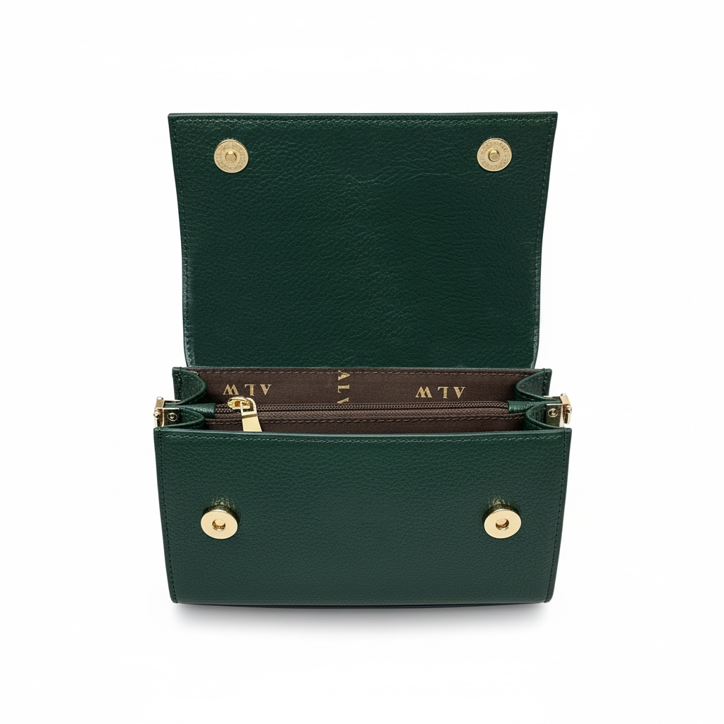 ALW Croc-Embossed Leather Clutch Bag — 3-in-1 Wristlet, Crossbody & Clutch with Gold Chain