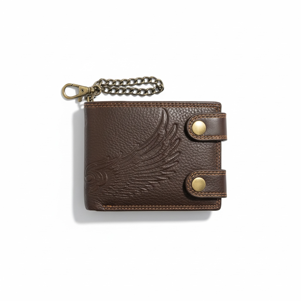 Midnight Wings Leather Biker Chain Wallet