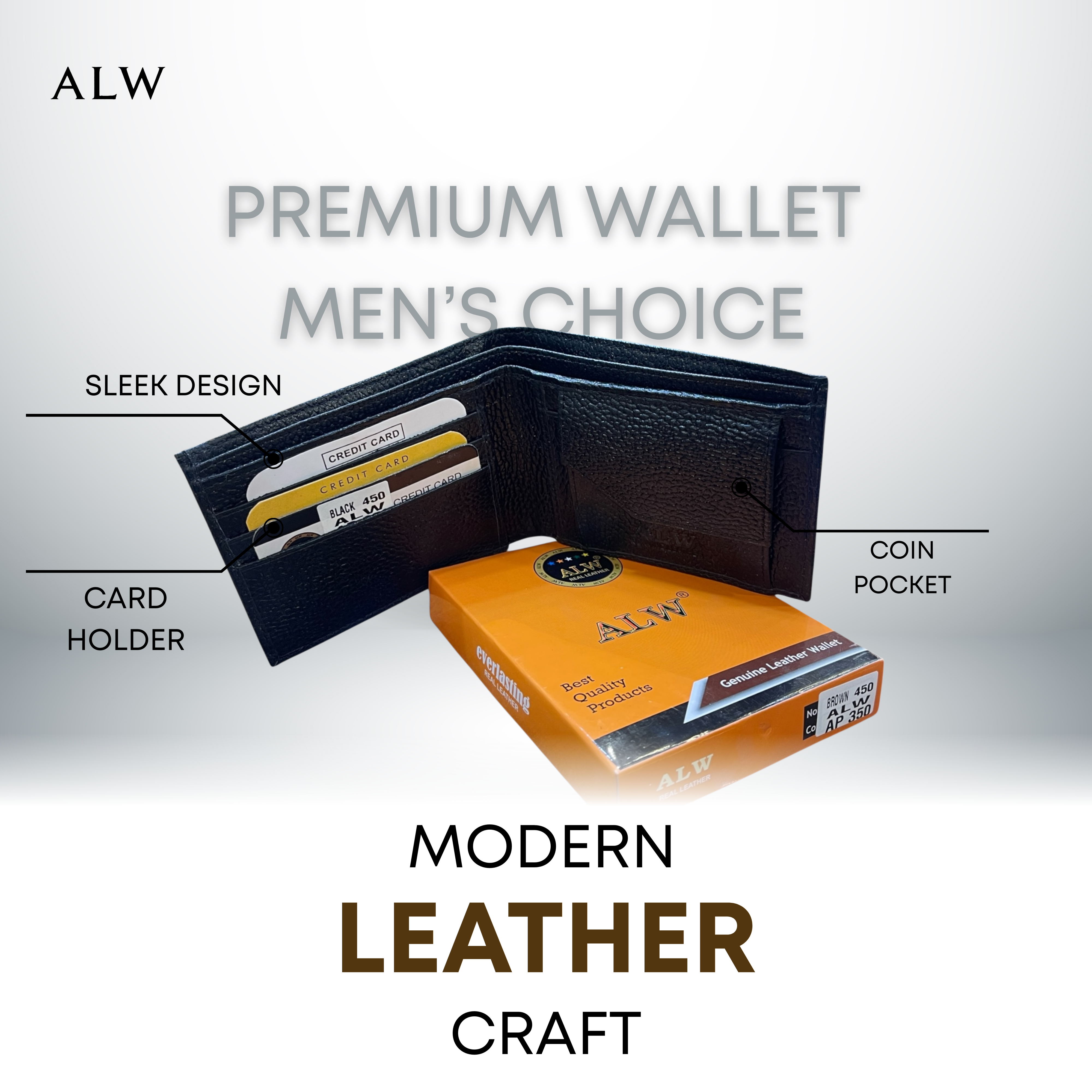Men’s Genuine Leather Wallet – Slim Bifold with Coin Pocket & Card Slots