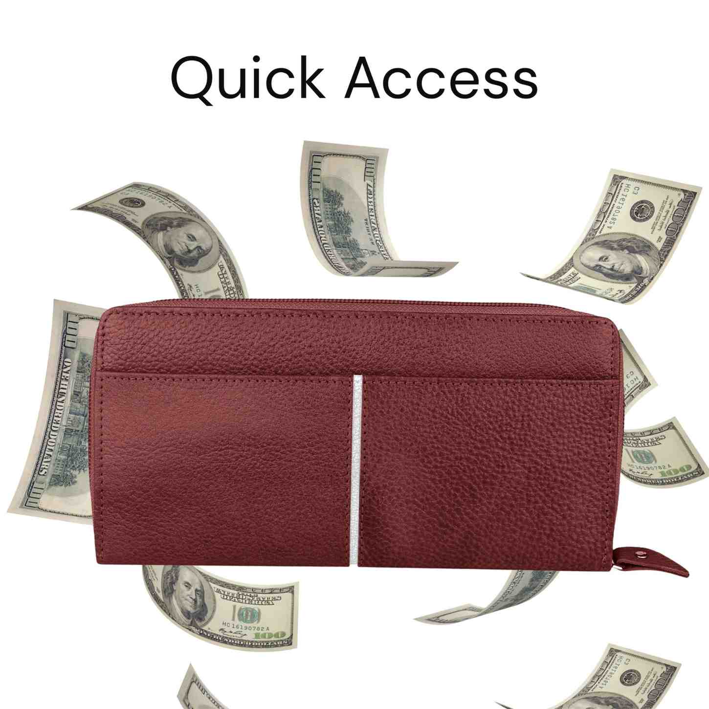 Ladis Leather Clutch, Long Wallet | Card Organiser