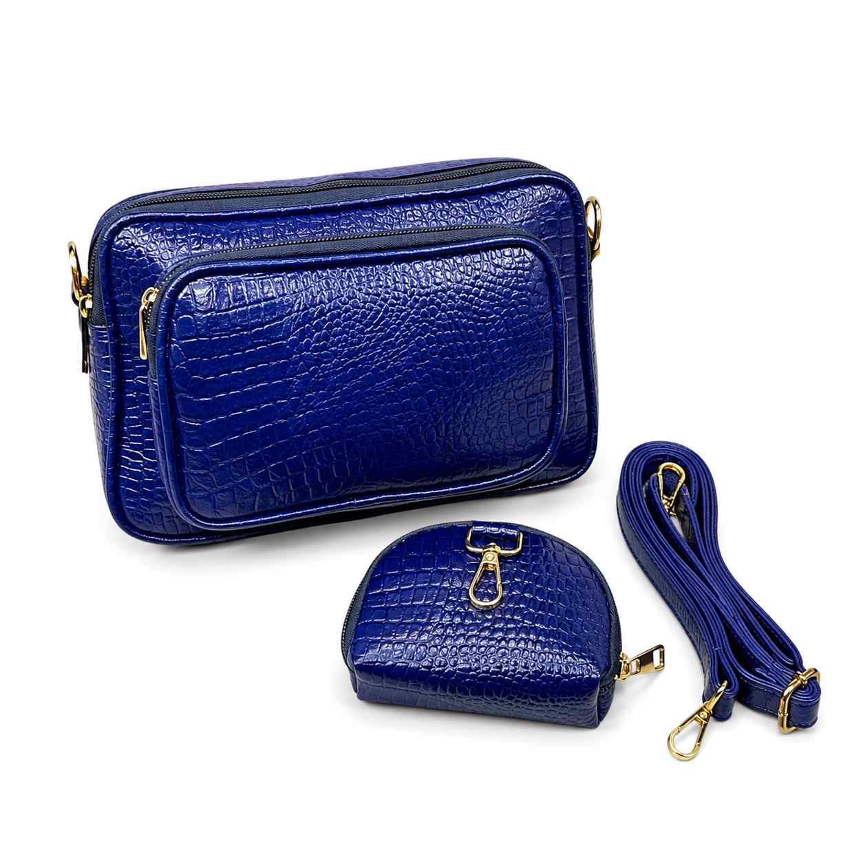 ALW Premium Croc Leather Shoulder Bag with Matching Mini Pouch