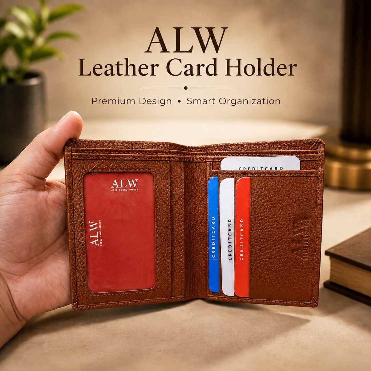 Premium Men's Leather Card Holder Wallet – Slim Bifold with 7 Card Slots & 2 Cash Compartments