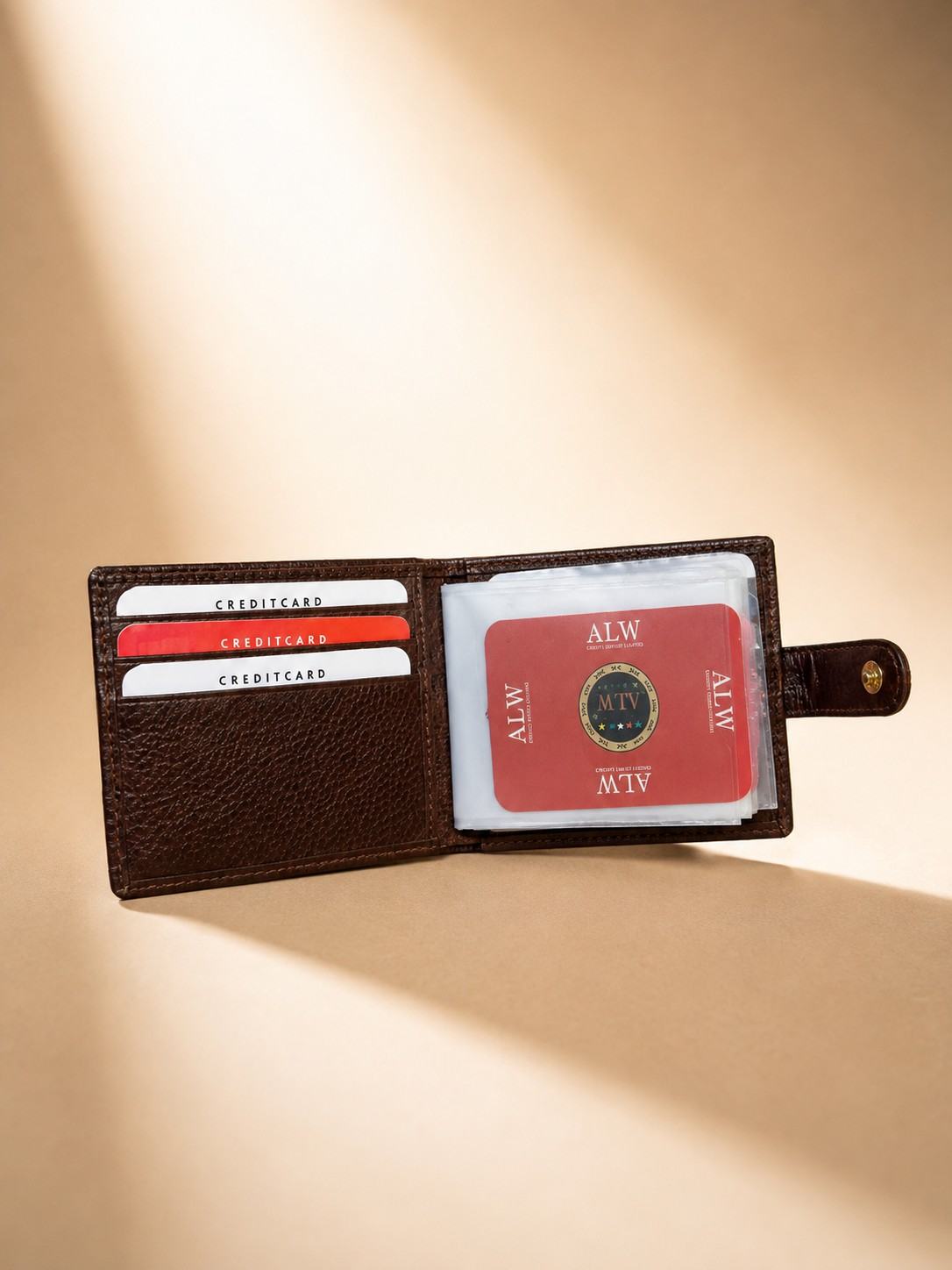 ALW Premium Textured Leather Wallet with Snap Closure & Multi-Card Organizer