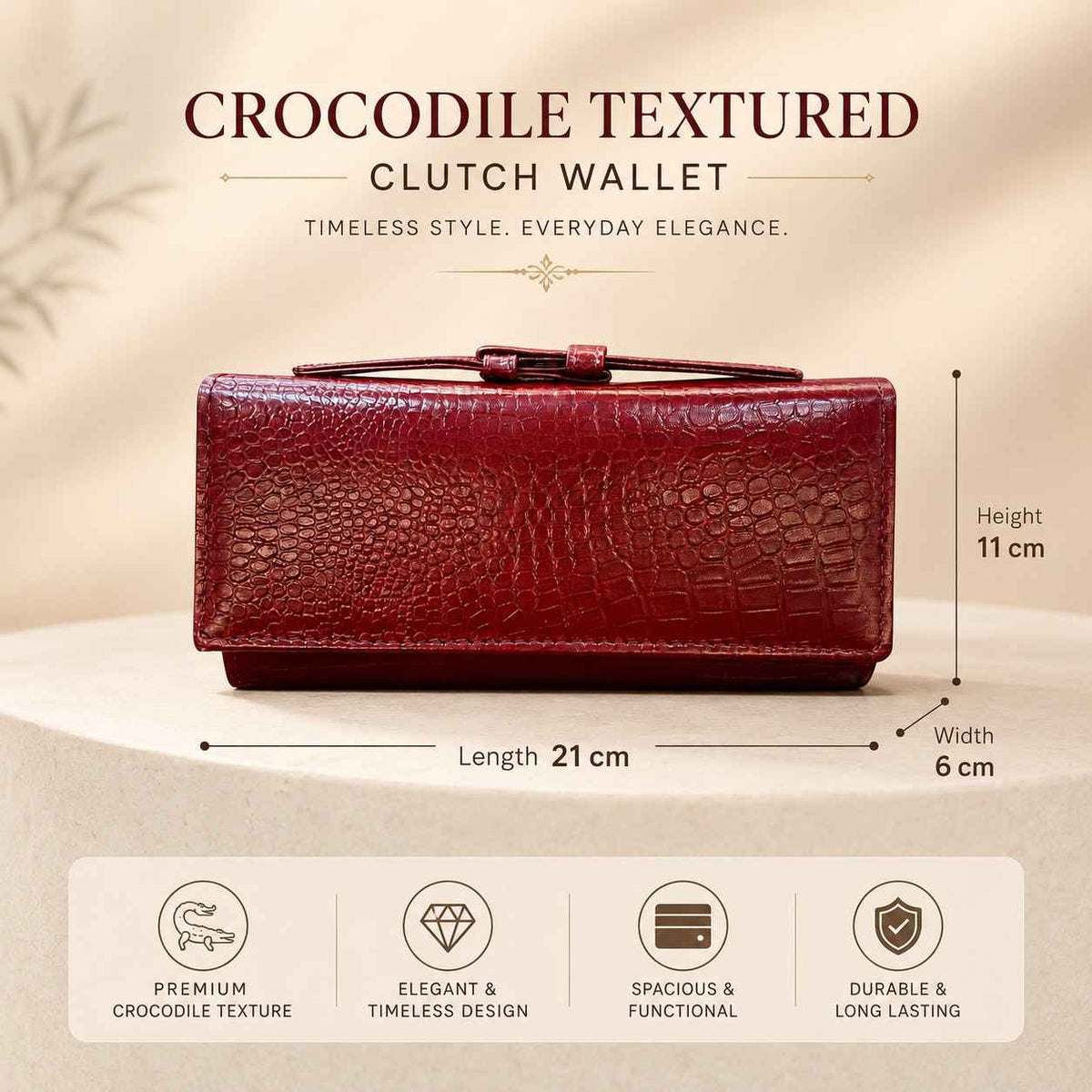 Premium Croc Pattern Leather Clutch for Women