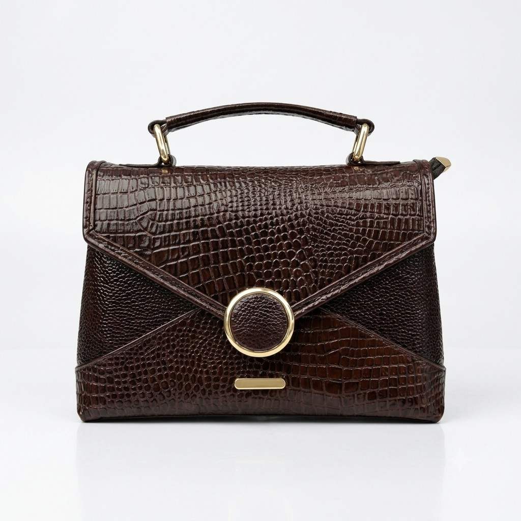 Croc Texture Leather Top Handle Bag ā Elegant Sling Handbag for Women