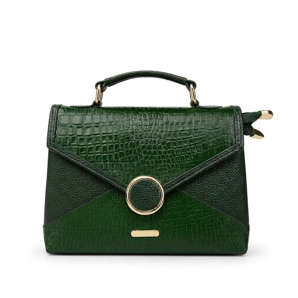 Croc Texture Leather Top Handle Bag ā Elegant Sling Handbag for Women