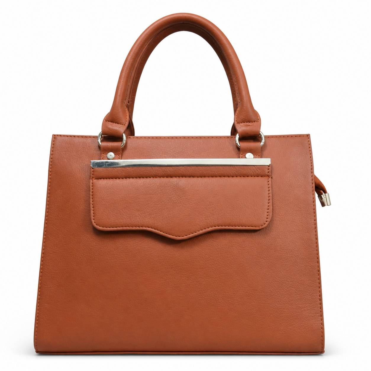 Classic Black Leather Handbag with Front Pocket – Timeless Design