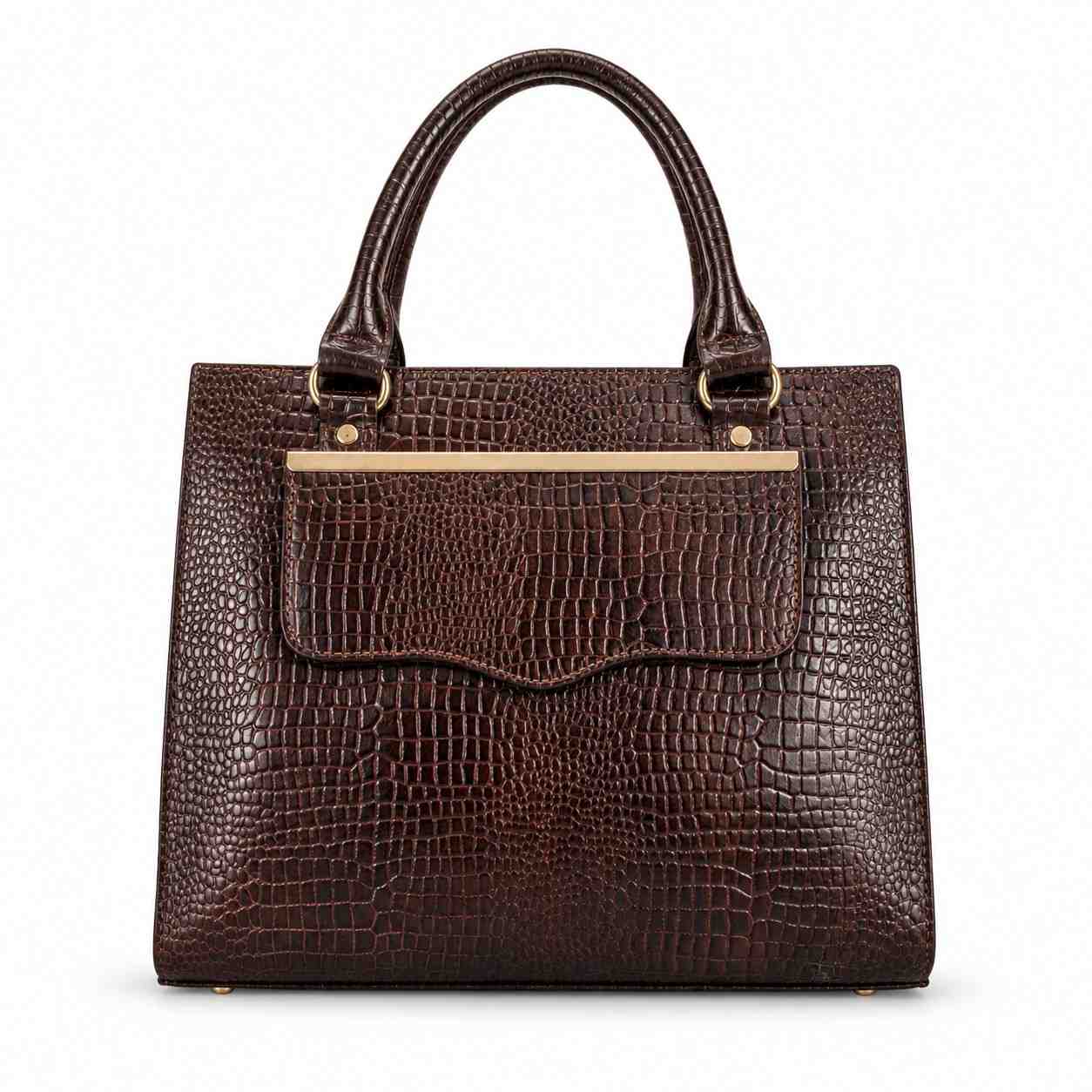 Classic Black Leather Handbag with Front Pocket – Timeless Design