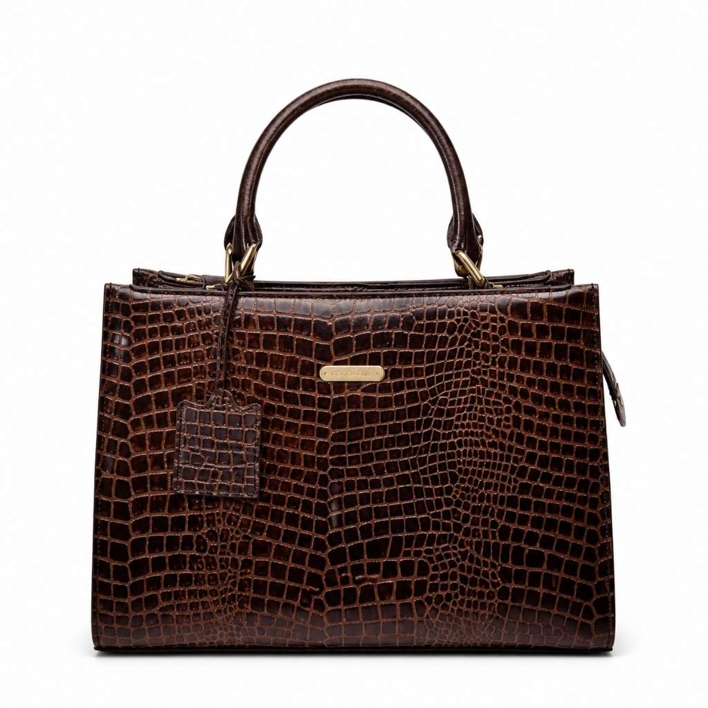 Trendy Leather Handbag With Leather Handle