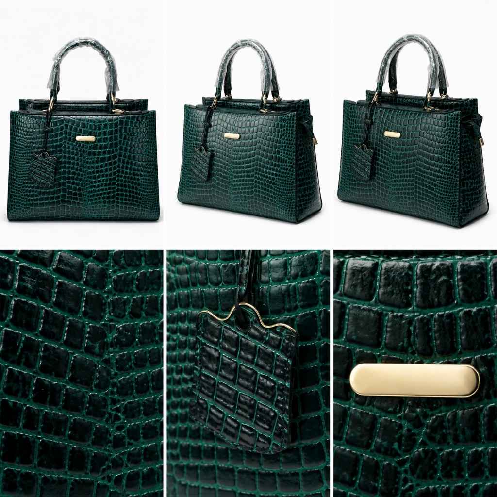 Trendy Leather Handbag With Leather Handle