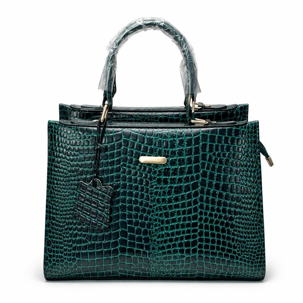 Trendy Leather Handbag With Leather Handle