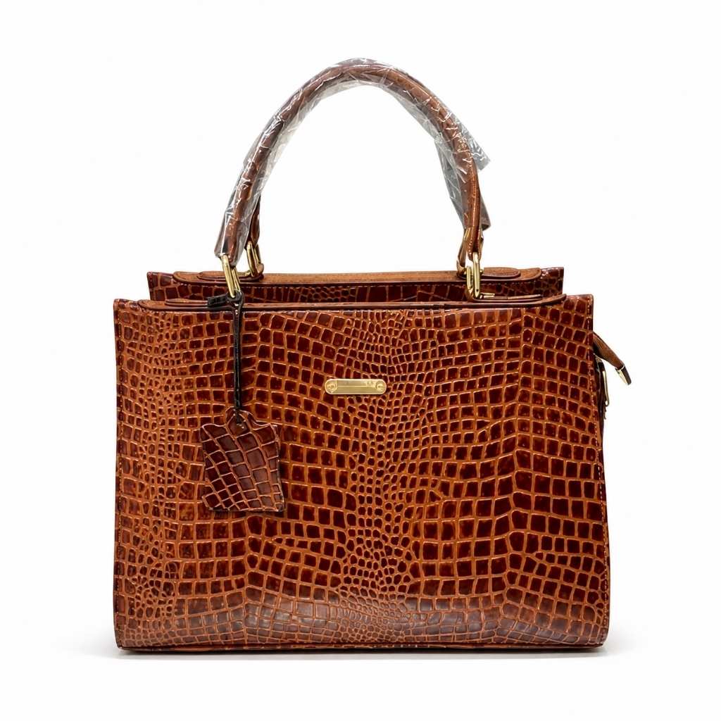 Trendy Leather Handbag With Leather Handle