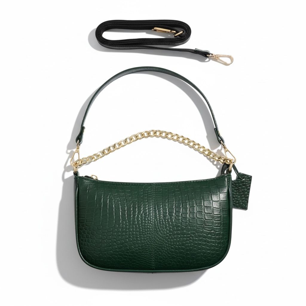 Trendy Ladies Leather Sling Croco with golden chain