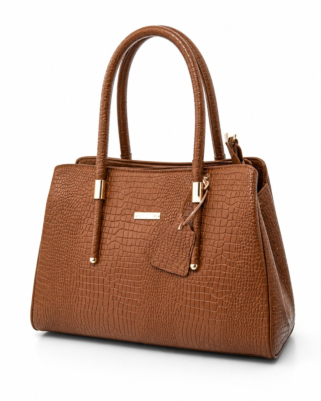 Elegant Crocodile-Textured Leather Handbag