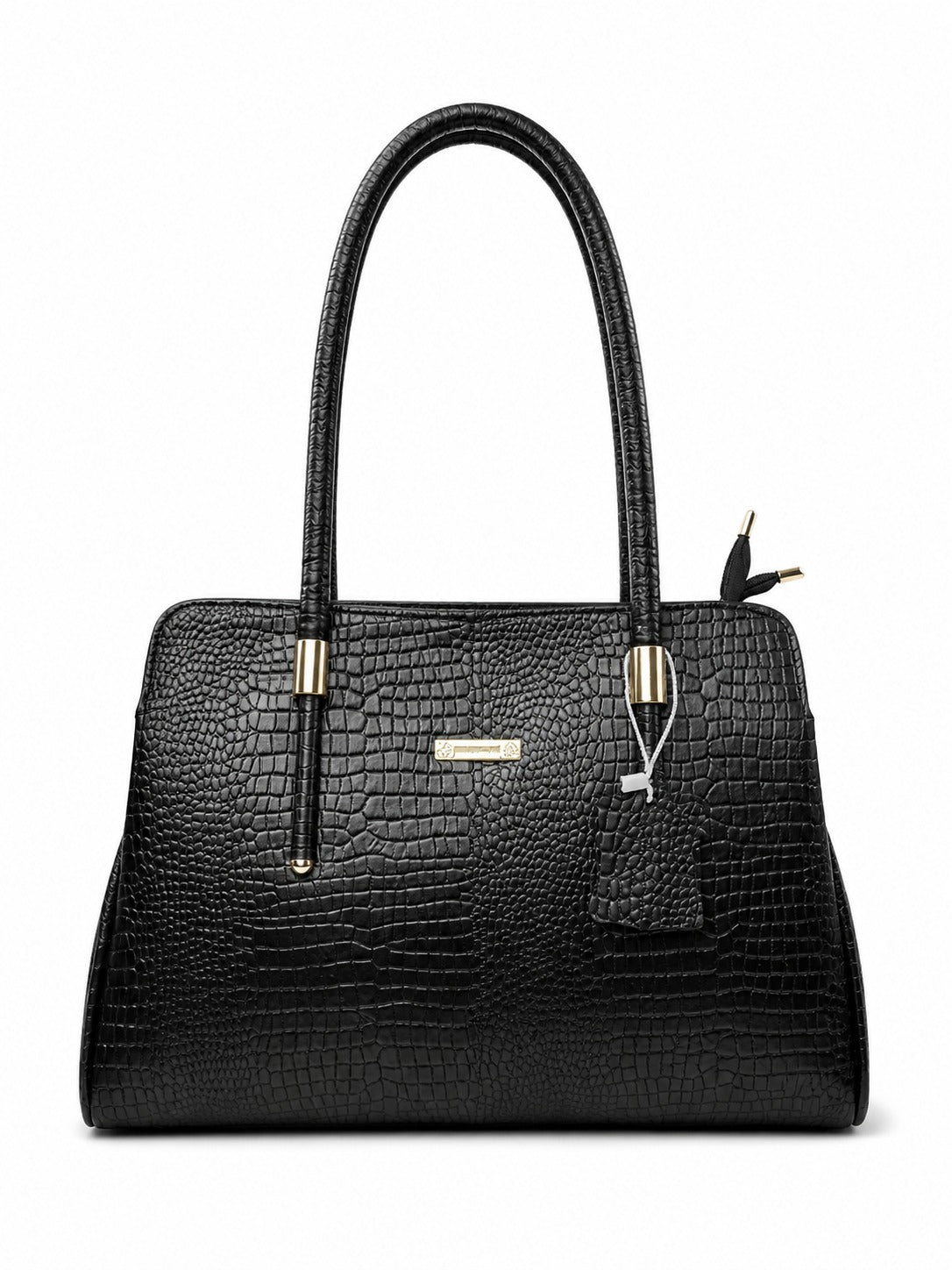Elegant Crocodile-Textured Leather Handbag