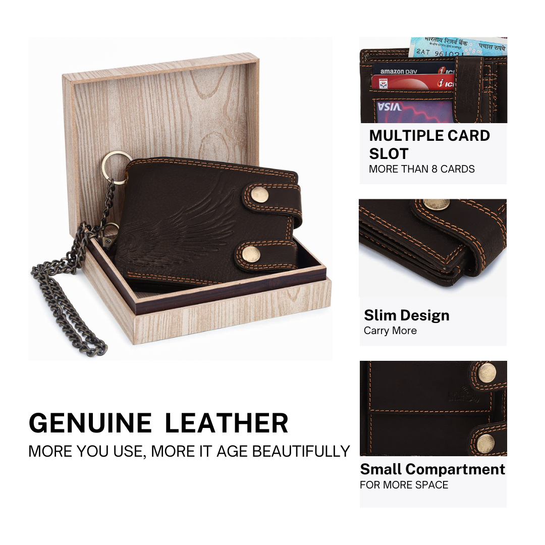 Midnight Wings Leather Biker Chain Wallet