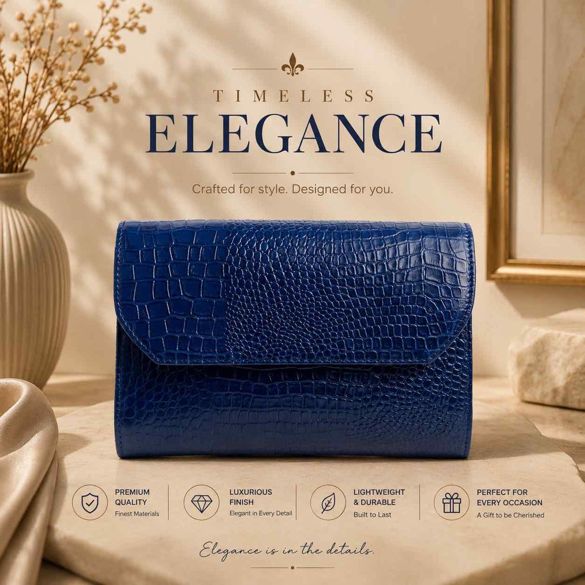 Luxe Croc-Embossed Leather Sling Bag