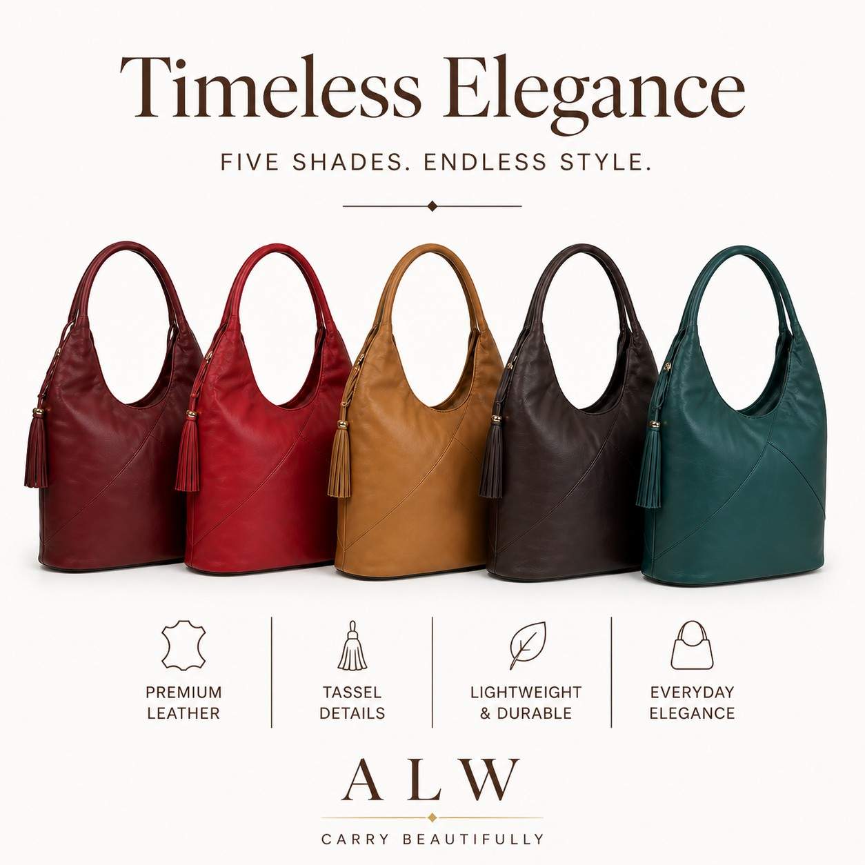 ALW Timeless Elegance Leather Hobo Bag - Amazing Shades
