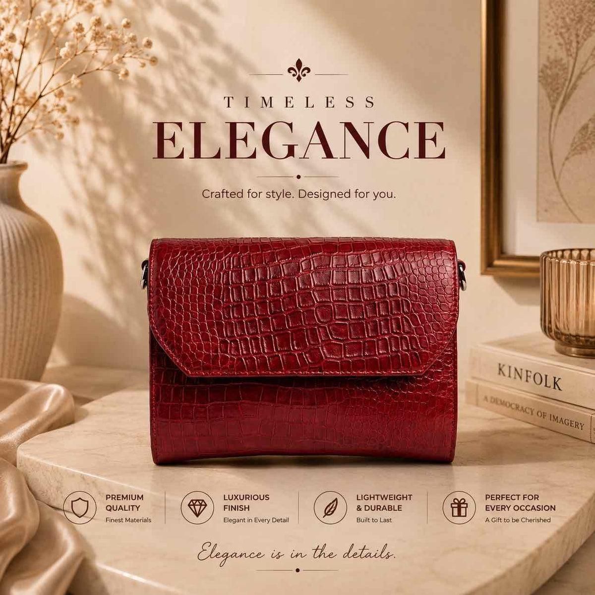 Luxe Croc-Embossed Leather Sling Bag