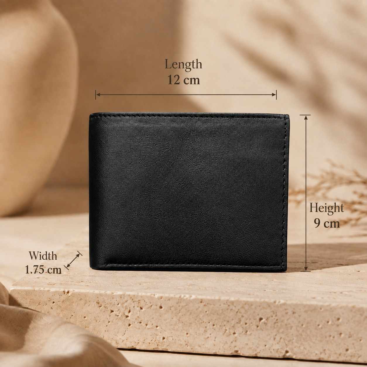 ALW Men’s Black Leather Wallet – Compact Bifold with Multiple Card Slots