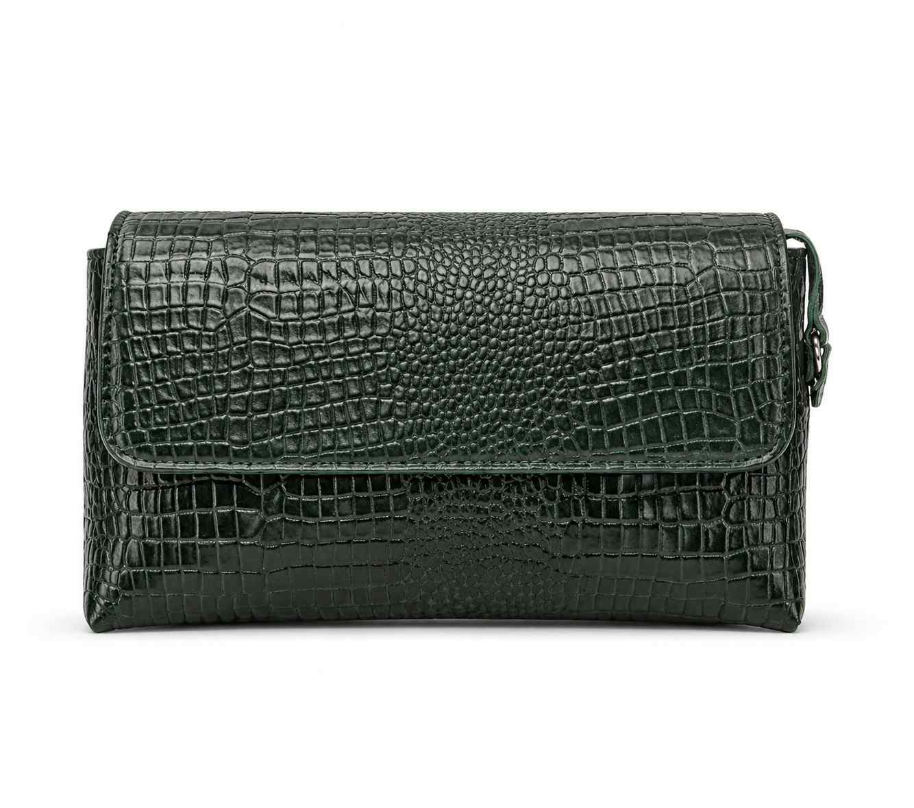 Texture Leather Sling Clutch – Multi Compartment Organizer
