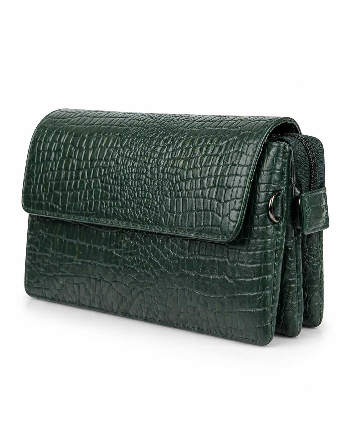 Texture Leather Sling Clutch – Multi Compartment Organizer