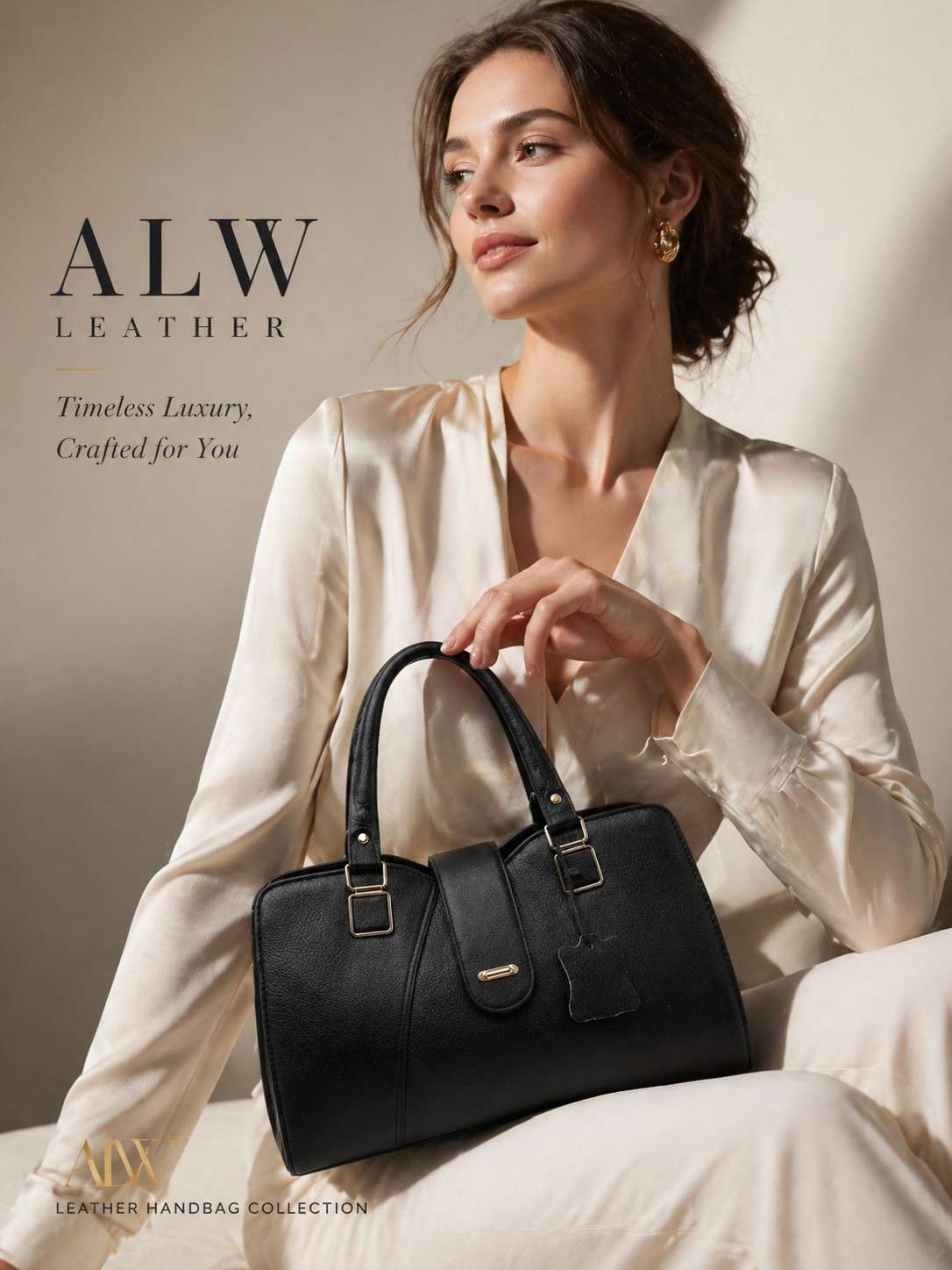 Ladies Leather Handbag Unique Design With Strap