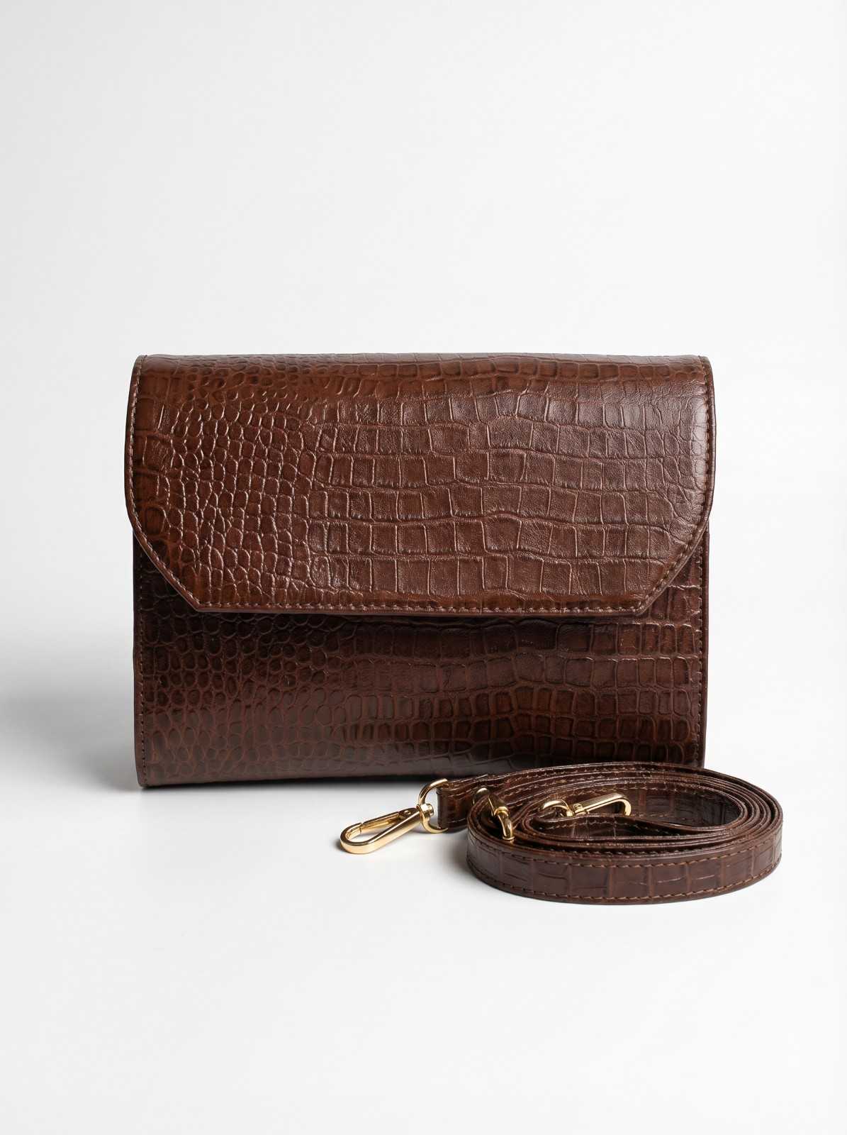 Luxe Croc-Embossed Leather Sling Bag